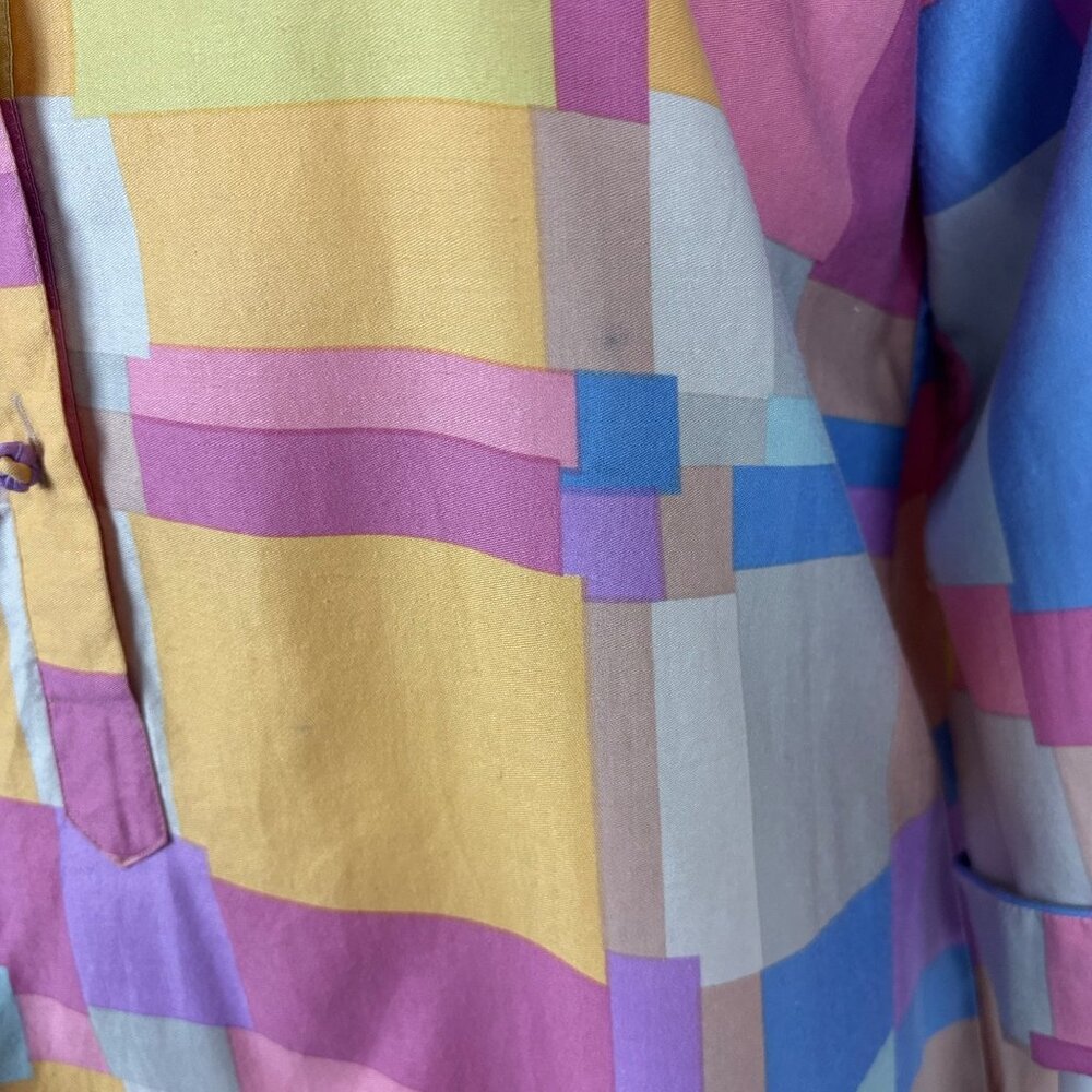 Vintage 70s Colorblock Dress Womens XL Pastel Artsy Forever Catherine Ogust - Picture 14 of 14